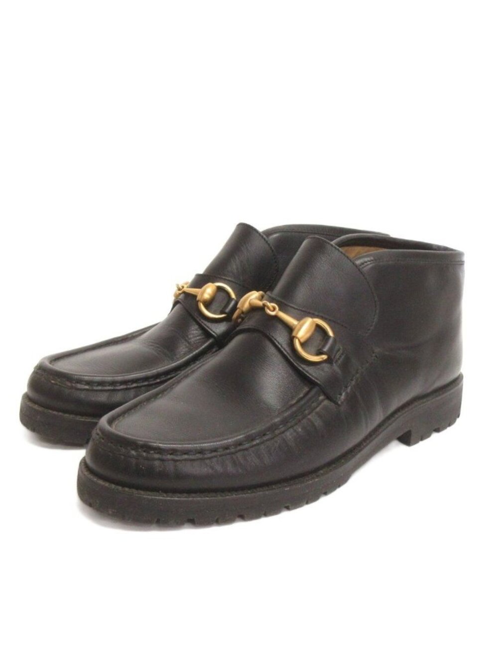 Gucci Chukka Boots Horsebit Leather Black Shoes 6.5